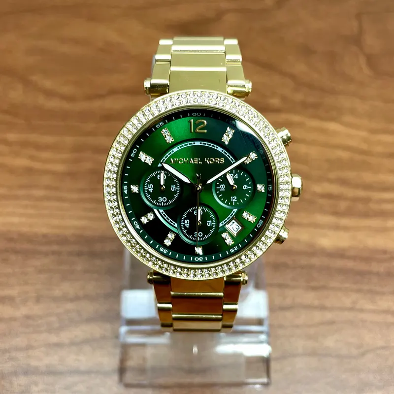 Michael Kors Parker Chronograph Green Dial Ladies Watch- MK6263